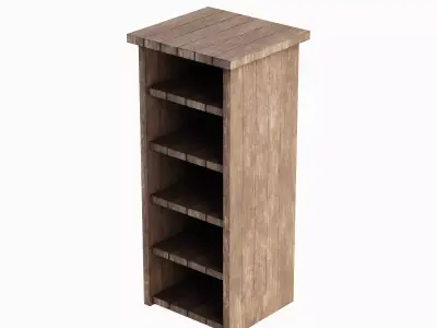 Medieval Tall Shelf 02 Low-poly 3D model