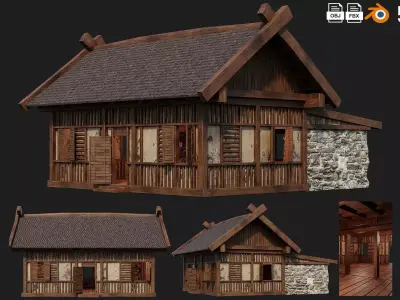 Old Medieval Building House 4K Textures GameReady 59 Low-poly 3D model