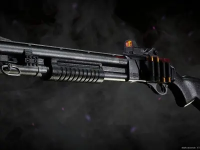 Remington 870 Pump-Action Shotgun Low-poly 3D model
