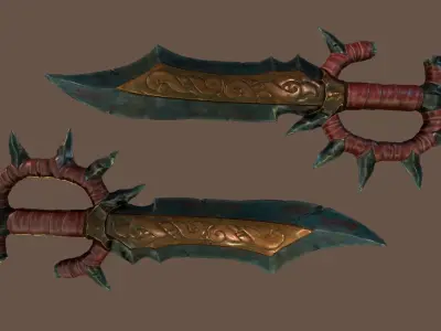Stylized goblin dagger game ready PBR low-poly Free low-poly 3D model