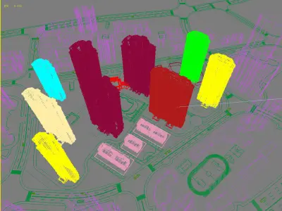 Architecture residential complex in middle of city 3D model buy