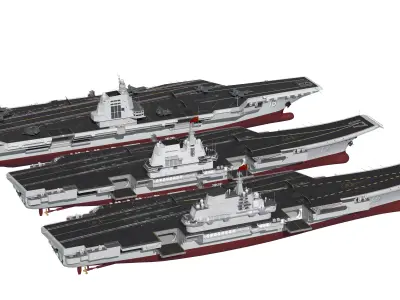 Chinese aircraft carriers CV16 CV17 CV18 with carrier-based  3D model