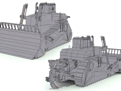 Bulldozer Low-poly 3D model