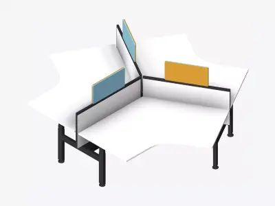 Desk - Cluster - Officetec - Angular - 120 Deg - Adjustable Low-poly 3D model