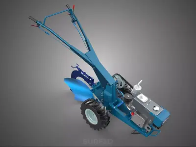POWER TILLER TRACTOR HAND AGRICULTURAL MACHINE PLOW PLOUGH MOUNT 3D model