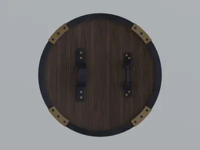Round wooden shield Low-poly 3D model purchase