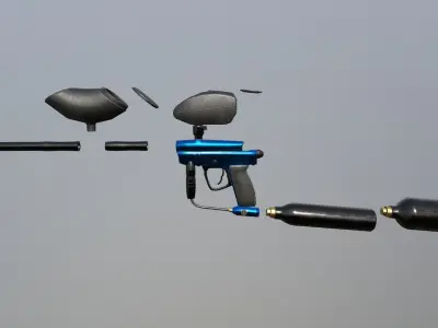 Modular Paintball Gun Low-poly 3D model