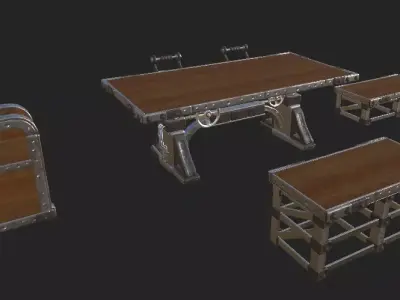 Workshop Desk PBR 4K GameReady Low-poly 3D model