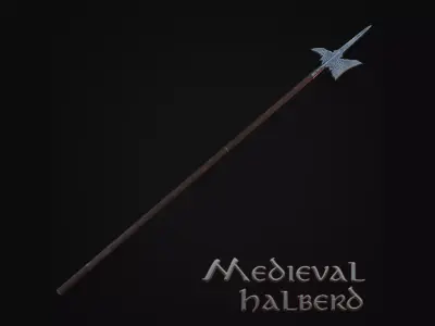 Medieval Halberd Low-poly 3D model