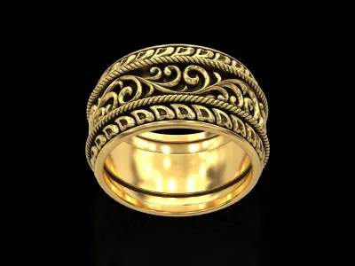 Antique floral carving eternity band ring 3D print model