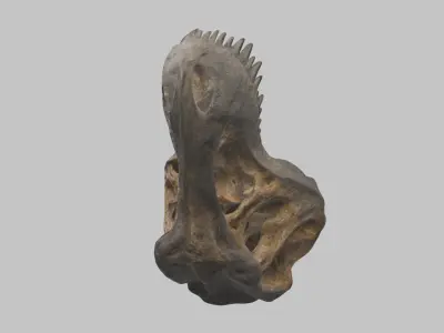 Old Damaged Stone Fossil Skull Trex Low-poly 3D model