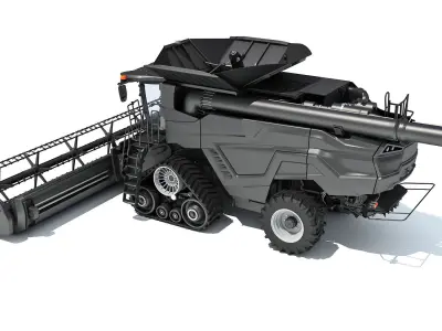 Black Combine Harvester V4 3D model