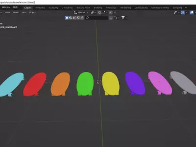 wooden skateboards with separate wheels Low-poly 3D model