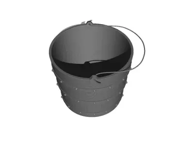 Wooden Bucket Low-poly 3D model