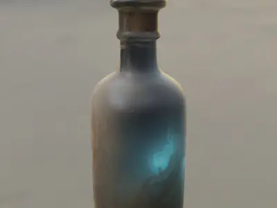 Mystical Key Bottle Fantasy Potion Container Low-poly 3D model