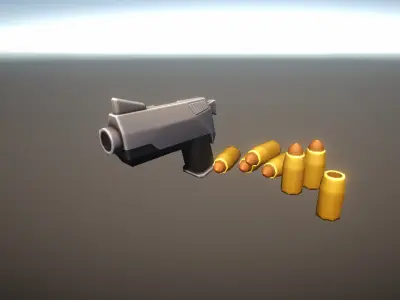 Stylized Low Poly Guns and Ammo - PBR Game Ready Weapons Free low-poly 3D model