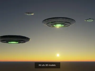 Spaceship 3D model and Kit ufo 3D models 3D Model Pack