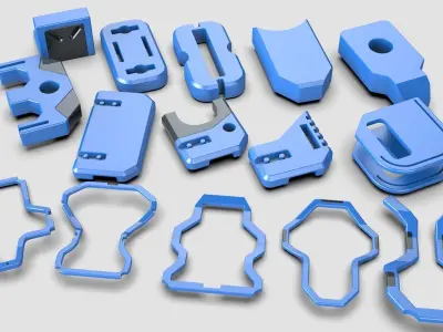 Robo Part sets kit hard surface robotic  3D model