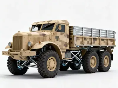 Modern Heavy Military Transport Truck 3D Model Low-poly 3D model