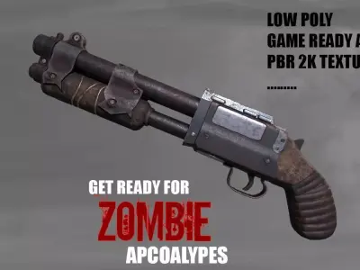 shotgun for zombie games  Low-poly 3D model
