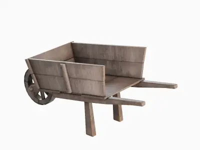 Medieval Wooden Cart 02 Low-poly 3D model