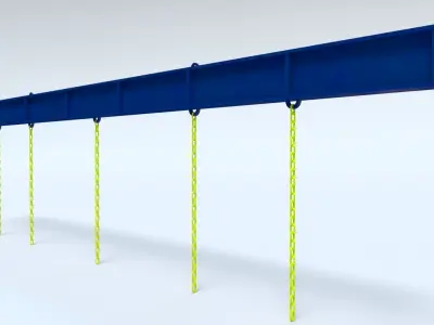 Lifting Beam or Spreader with chains for Cranes Low-poly 3D model