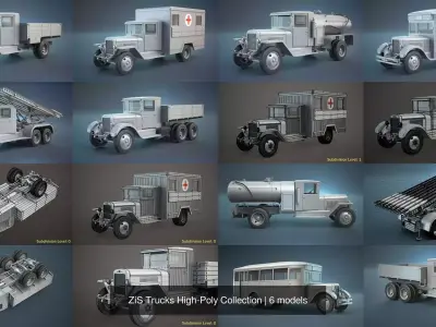 ZiS Trucks High-Poly Collection 3D Model Pack