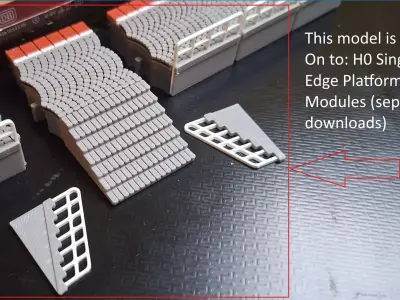 Single Edge Platform side stairs 1-87 FDM color 3D print model