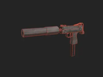 Mac 10 Submachine gun Low-poly 3D model