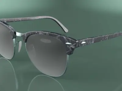 Clubmaster Shape Grey Lens Sunglasses 3D model