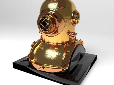 Antique Brass Divers Helmet 3D model