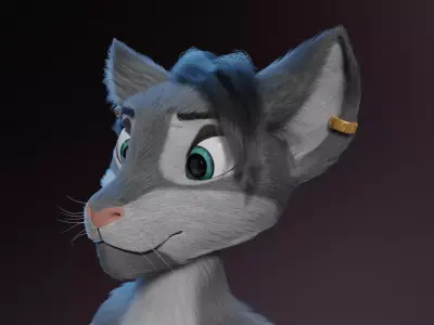 Yennifer Anthro Cat Free low-poly 3D model
