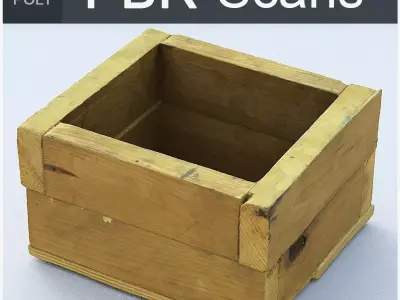 Box High Poly wooden 3D model