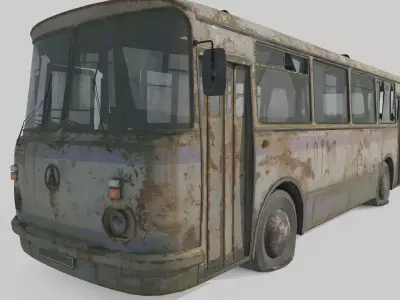 Future wasteland style abandoned bus 3D model
