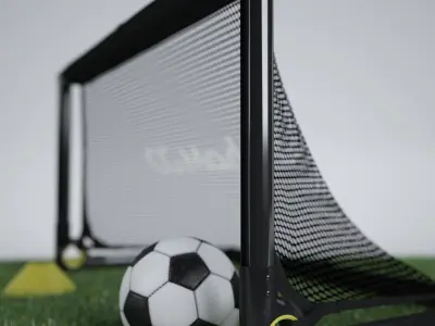 Portable Soccer Goal and Soccer Ball with Training Cone 3D print model