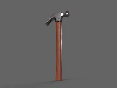 PBR Claw Hammer Wood2 Low-poly 3D model