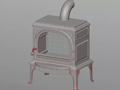 Wood burning stove 3D model