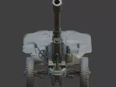  Field Howitzer Model Low-poly 3D model