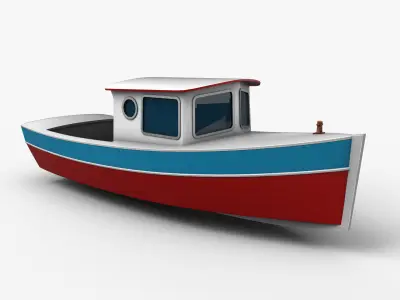 Vintage Cruiser Boat Low-poly 3D model