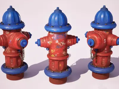  Fire Hydrant Mario Bros Game-Ready with PBR textures Low-poly 3D model