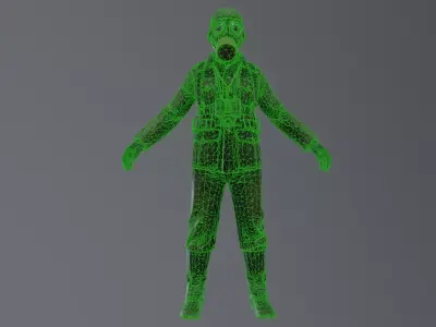 german soldier with gas mask 3D model