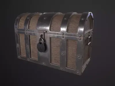 Pirate old treasure chest Low-poly 3D model