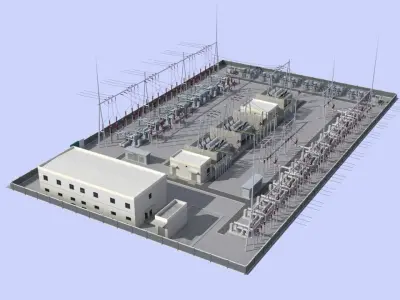 Electrical power substation 3D model