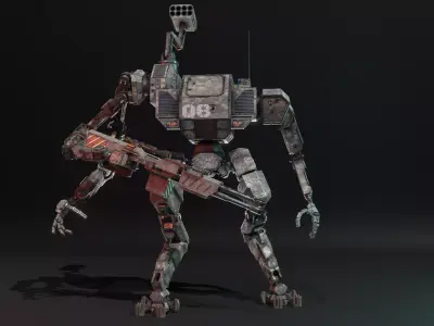 Military mech Low-poly 3D model