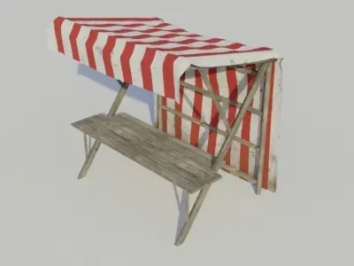 Medieval Market Stall - Low poly Low-poly 3D model