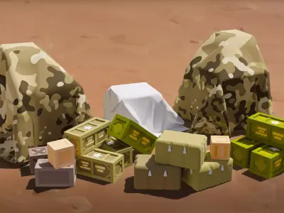 Low Poly Military Base Pack  Low-poly 3D model