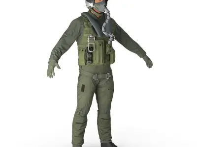 US Military Jet Fighter Pilot Rigged for Maya 3D model