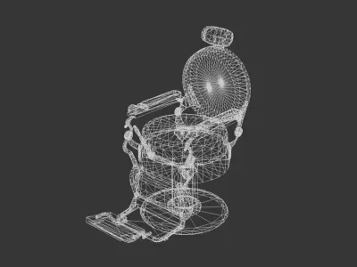 Royal Vintage Barber Chair   Historical Patterned 3D Model Low-poly 3D model
