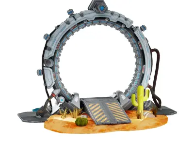 Sci-Fi Portal Gateway  Low-poly 3D model