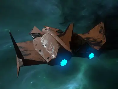 3D Orange Spaceship Low-poly Low-poly 3D model